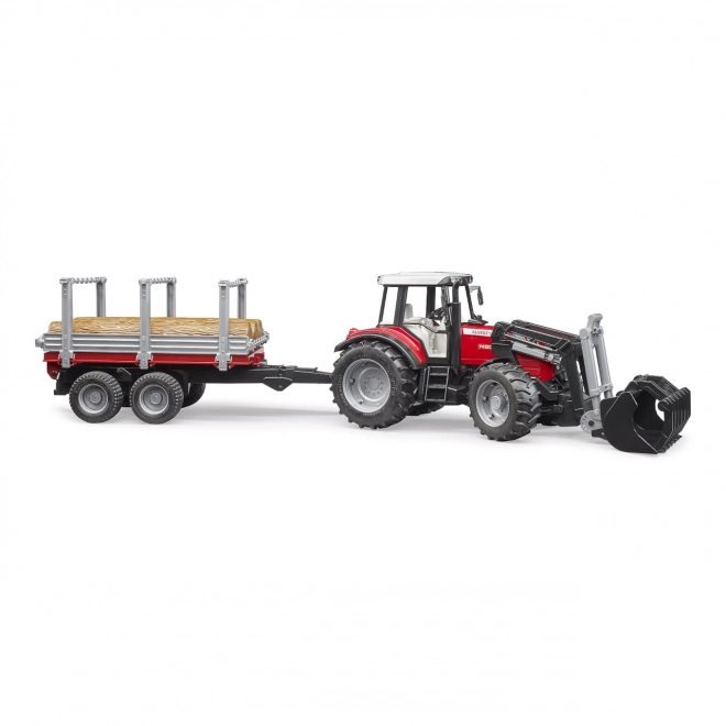 massey ferguson traktor rönkadagolóval