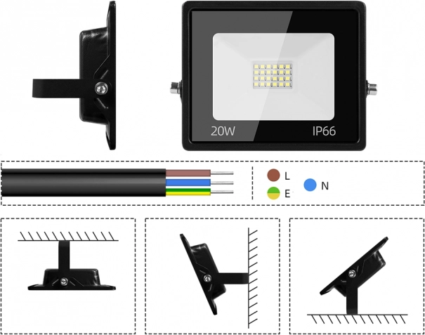 Kültéri LED reflektor 20W 6000K vízálló IP66