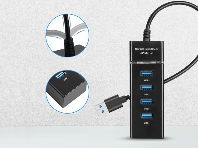 Usb 3.0 hub 4 portos elosztó adapter