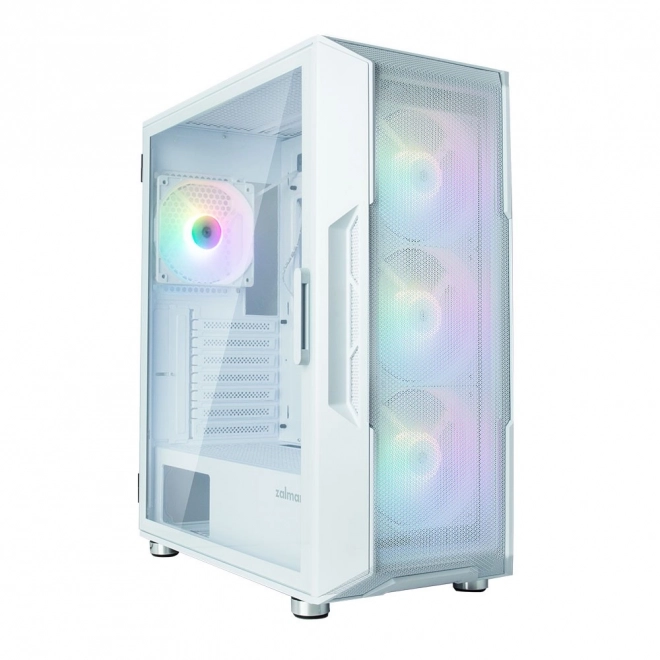 Atx középtorony rgb ház 4 ventilátorral, fehér