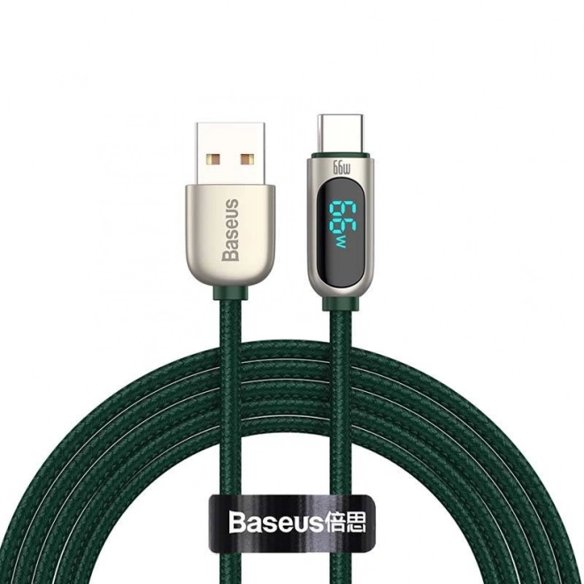 Baseus kábel kijelzővel USB-C típusú, 66W, 1m (zöld)