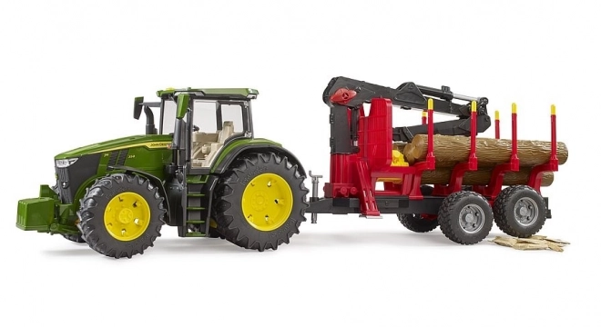 Bruder John Deere traktor 7R 350 utánfutóval és rönkökkel