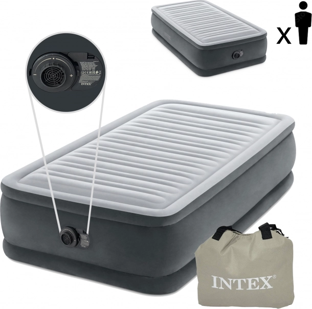egyszemélyes felfújható matrac 191 × 99 cm beépített elektromos pumpával Intex Deluxe