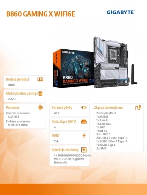 B860 Gaming X alaplap Wifi6E