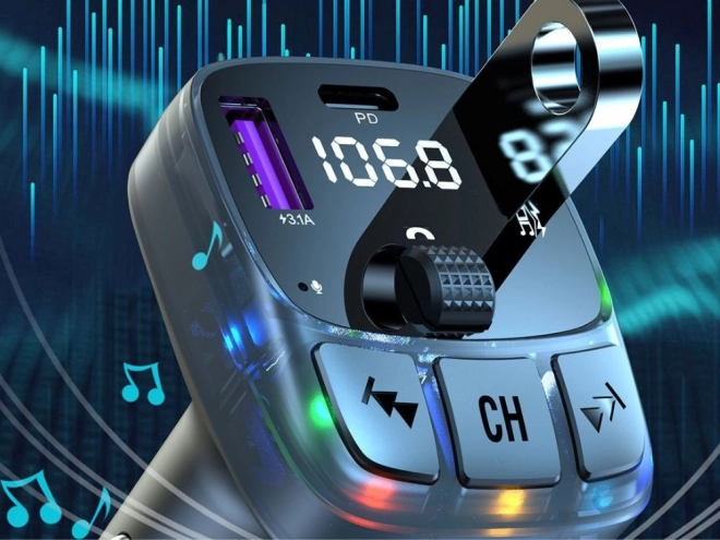 Autós FM Bluetooth Transmitter 5.3 többszörös USB töltővel