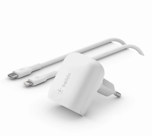 20 W-os USB-C PPS hálózati töltő és 1 m-es USB-C/Lightning kábel fehér