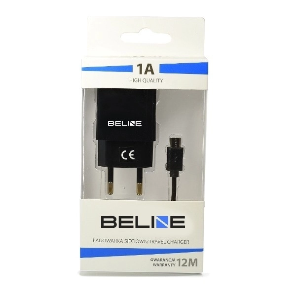 Beline fekete USB hálózati töltő microUSB kábellel