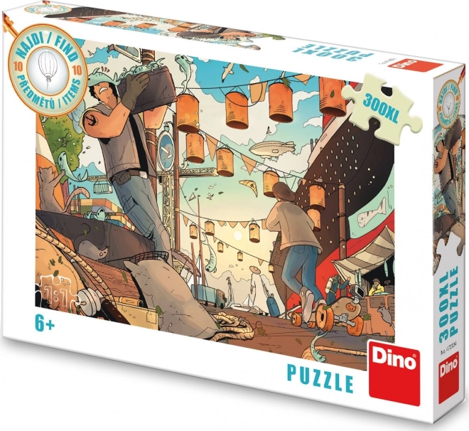 Dino puzzle találd meg a 10 tárgyat: kikötő XL 300 darab