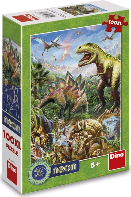 Világító dinoszauruszok világa puzzle 100 XL darab