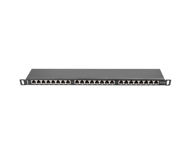 24 portos 0.5U Kat.5E fekete árnyékolt patch panel