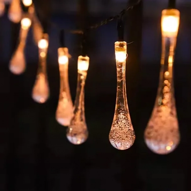 Napelemes kerti LED fényfüzér terasz erkély 50 LED