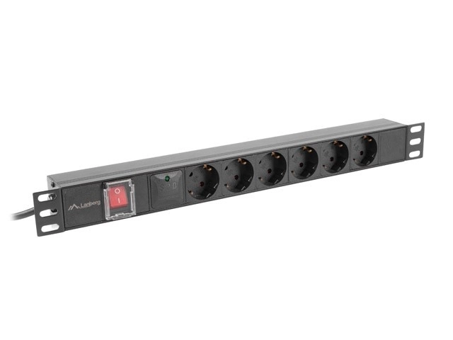 Lanberg 19" Rack PDU elosztó 1U 16A 5xSchuko 2m fekete