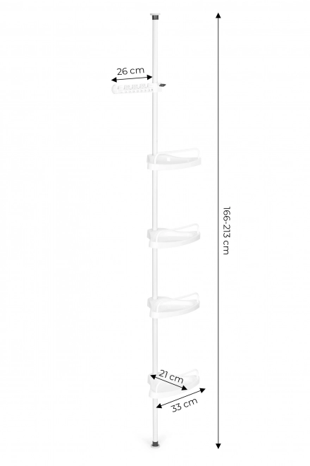 Teleszkópos fürdőszobai polc, 4 polcos, akasztós