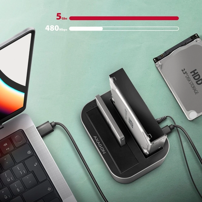 Usb 3.2 Gen 1 dokkoló állomás - 2x Sata 6G 2.5/3.5 SSD/HDD
