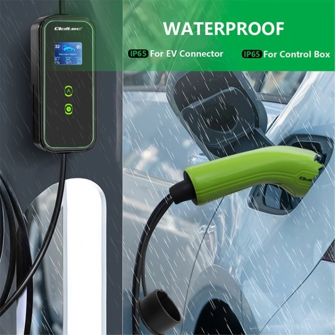 Qoltec elektromos autós töltő kétfunkciós 7kW 230V WiFi LCD