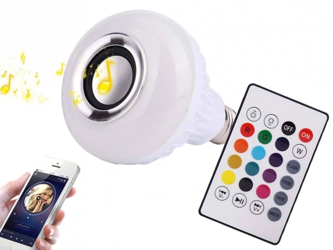 Led rgb izzó beépített bluetooth hangszóróval és távirányítóval