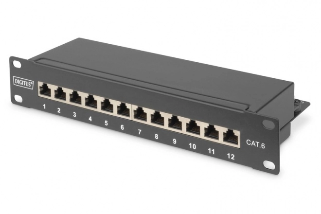 12 portos patch panel 10" kategória 6 S/FTP fekete