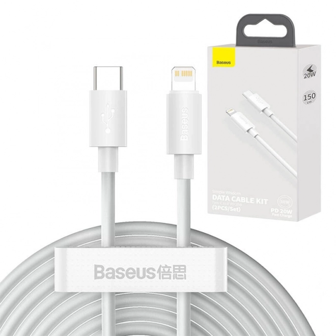 Baseus egyszerűen bölcs adatkábel USB-C villámhoz PD 20W 1,5m fehér