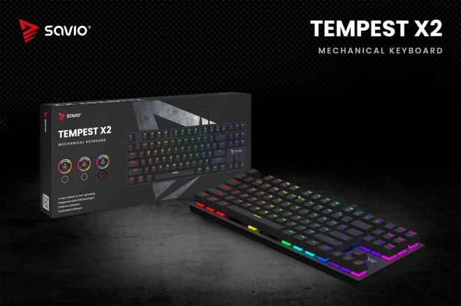 Mechanikus RGB billentyűzet Savio Tempest X2 Outemu Blue