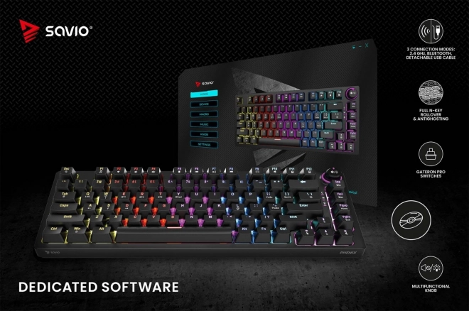Vezeték nélküli mechanikus billentyűzet Phenix Gateron Red
