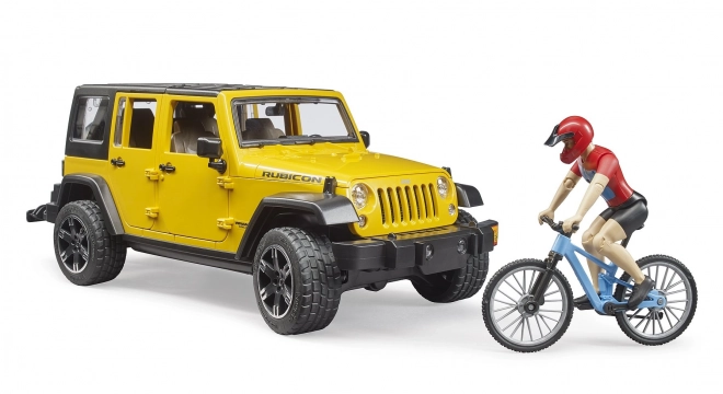 Bruder Jeep Wrangler Rubicon biciklistával és kerékpárral