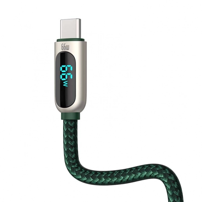 Baseus USB-C kábel kijelzővel, 66W, 2 m - zöld