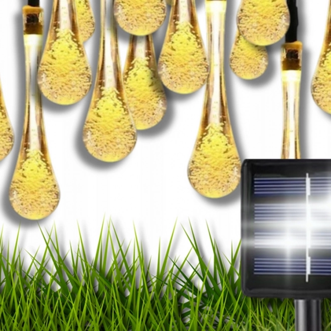 Napelemes kerti LED fényfüzér terasz erkély 50 LED