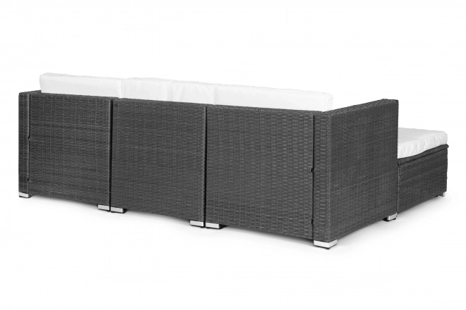 Rattan kerti ülőgarnitúra moduláris sarokkanapéval és szürke asztallal MultiGarden