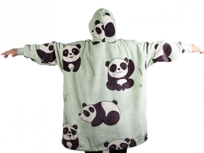 Puha panda takaró pulóver kapucnival