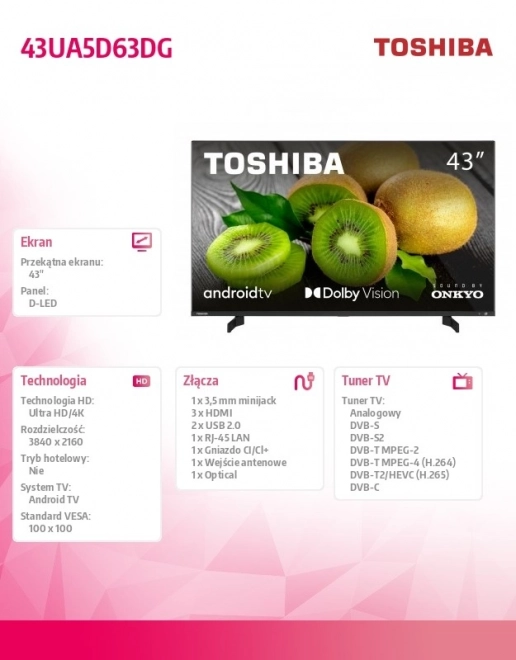43 hüvelykes LED TV 43UA5D63DG