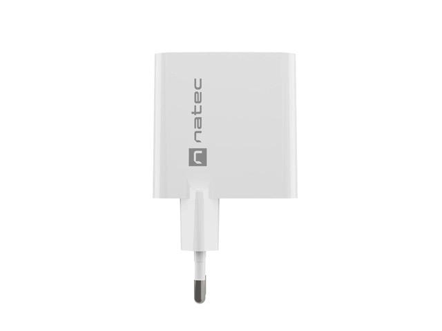 Gyors töltő Natec Ribera GAN 1x USB-A + 1x USB-C 45W Fehér