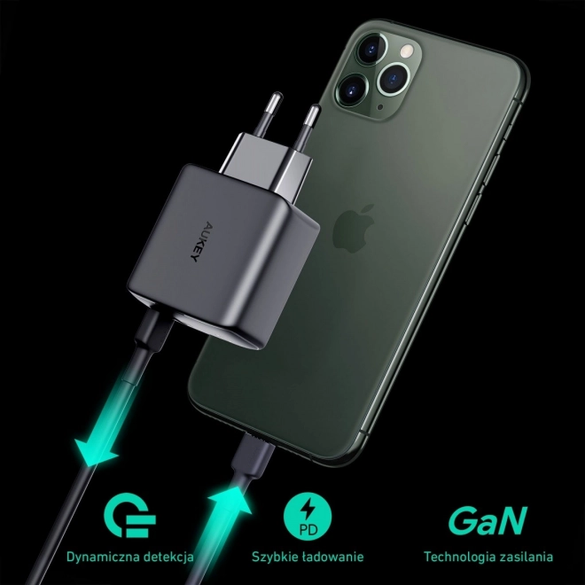 Aukey Omnia Duo kompakt GaN hálózati töltő 2x USB-C