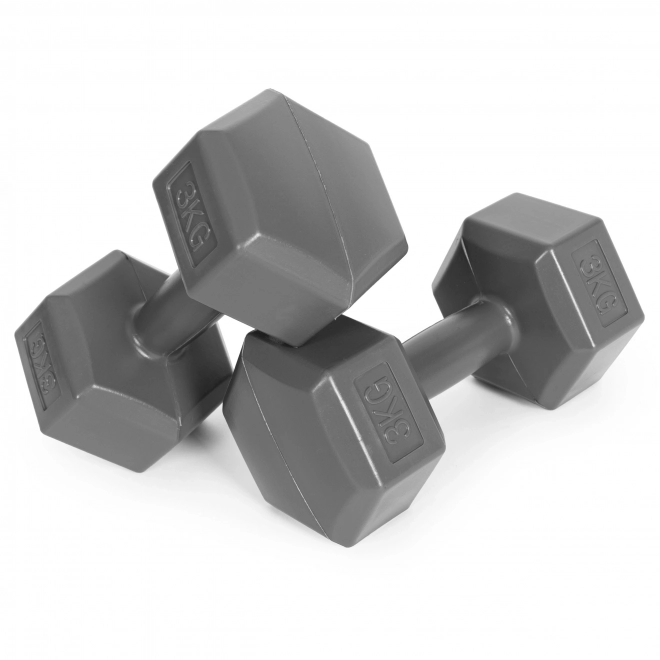 Hatszögletű súlyzókészlet 2x3 kg, szürke