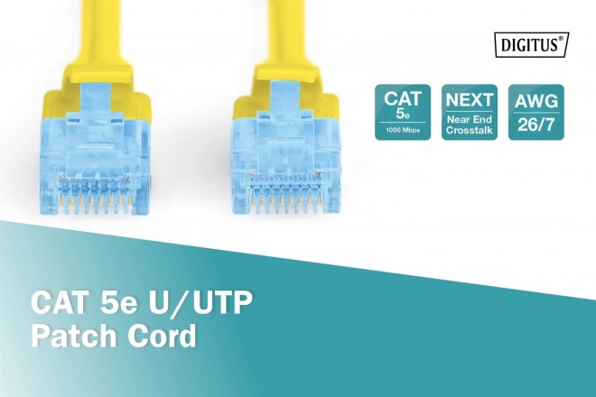Sárga U/UTP kat.5e PVC patch kábel 5m