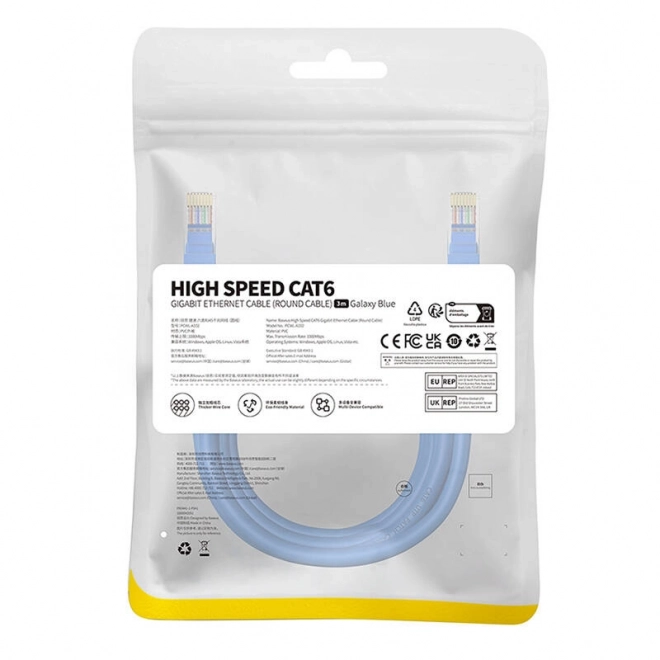 Kerek Baseus Ethernet RJ45 kábel Cat.6 3m kék