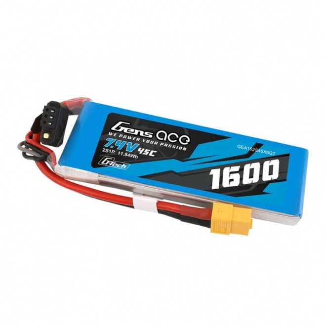 Lítium-polimer akkumulátor 1600mAh 7,4V 45C XT60 csatlakozóval