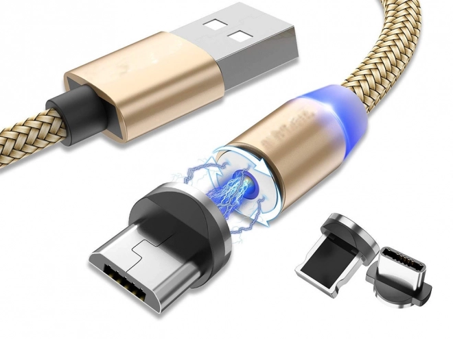 Mágneses töltőkábel 3 az 1-ben Micro USB C típus Lightning 1m