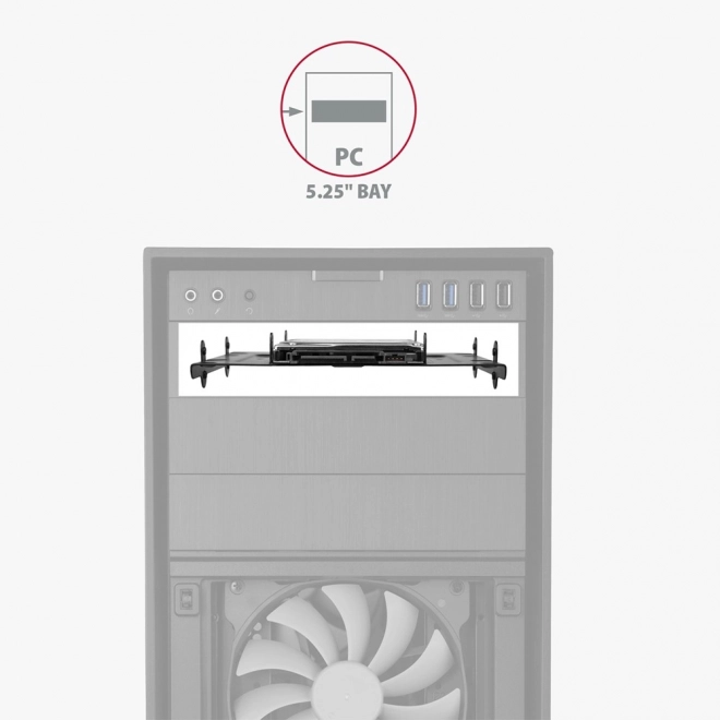 Fekete AXAGON 4x 2.5" merevlemez/SSD beépítő keret 5.25" helyre