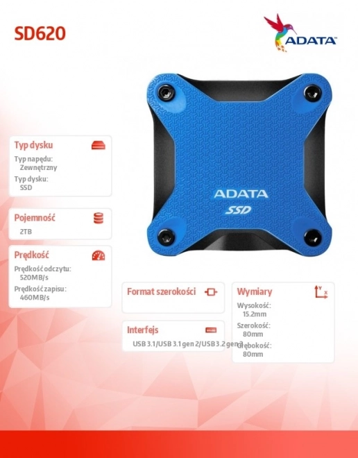 Külső SSD Meghajtó Kék 2TB
