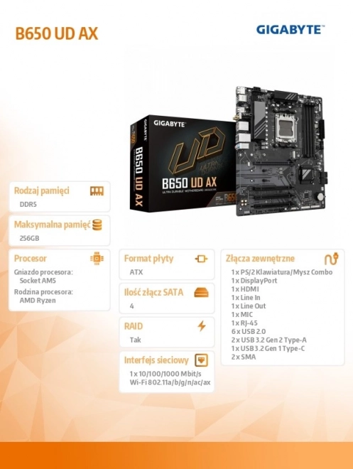 Gigabyte B650 UD AX alaplap