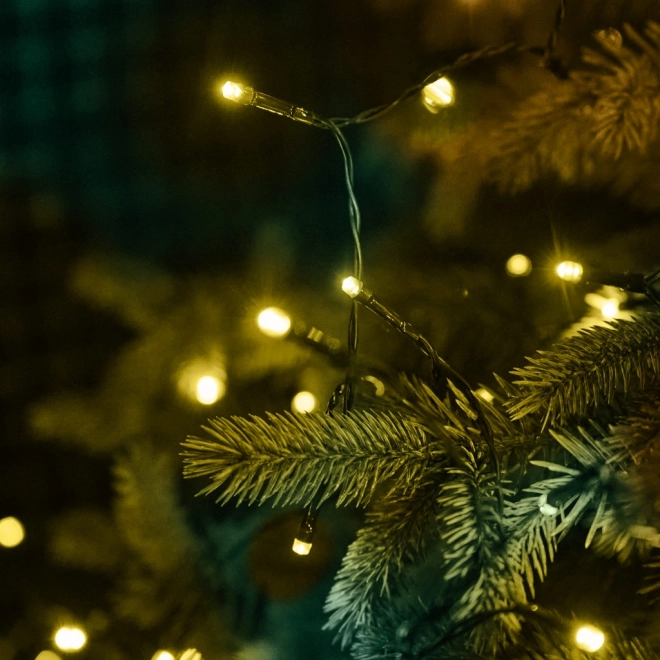 Napelemes karácsonyi led fényfüzér 20m, 200 led, meleg fehér