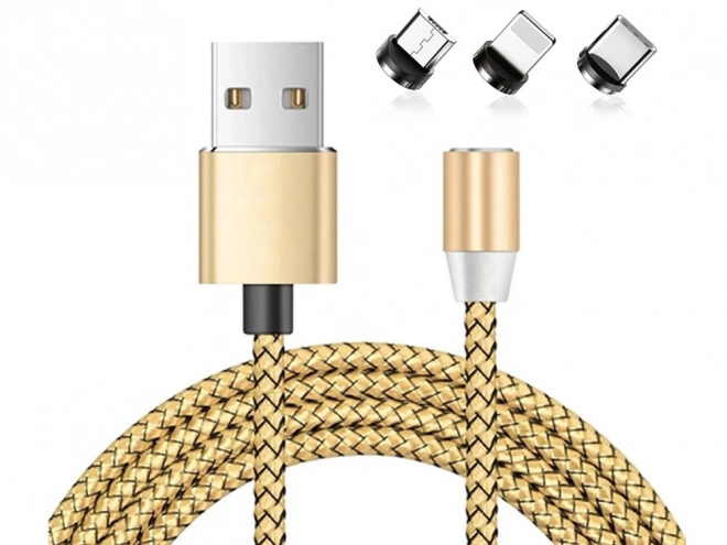 Mágneses töltőkábel 3 az 1-ben Micro USB C típus Lightning 1m