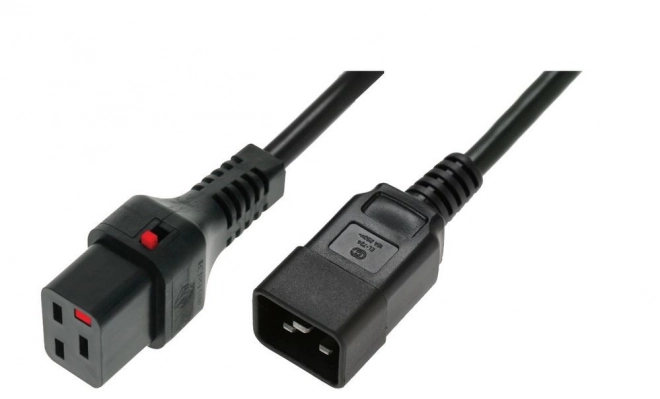 Szerver tápkábel IEC LOCK zárral 3x1,5mm2 C20/C19 2m Fekete