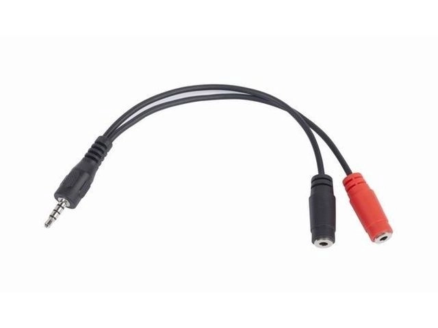 Jack mini adapter férfi 4 tűs - női 2x Jack mini, 20 cm