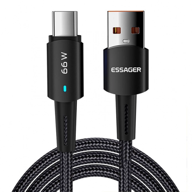 Usb kábel Usb-C-hez, fekete, 2m, 66 W