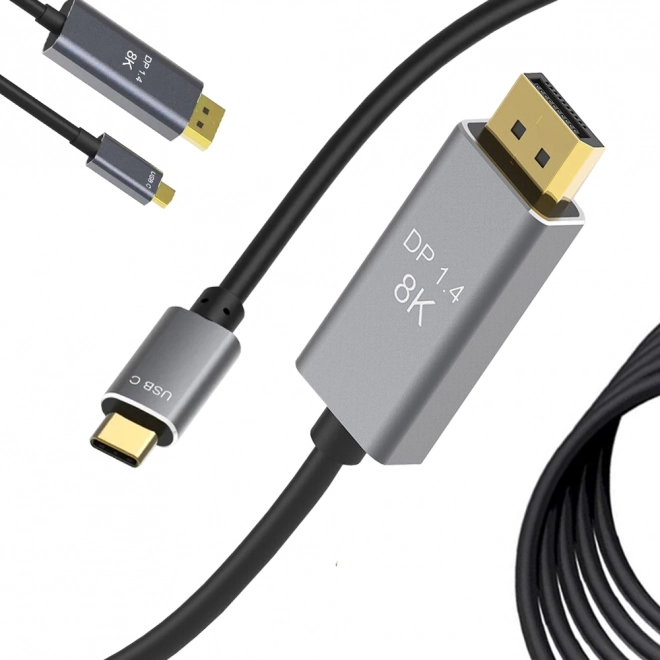 DisplayPort 1.4 és USB-C kábel 8K videó 1,8m