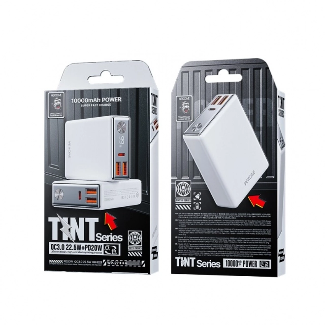Gyorsan tölthető 10000 mAh powerbank LED kijelzővel