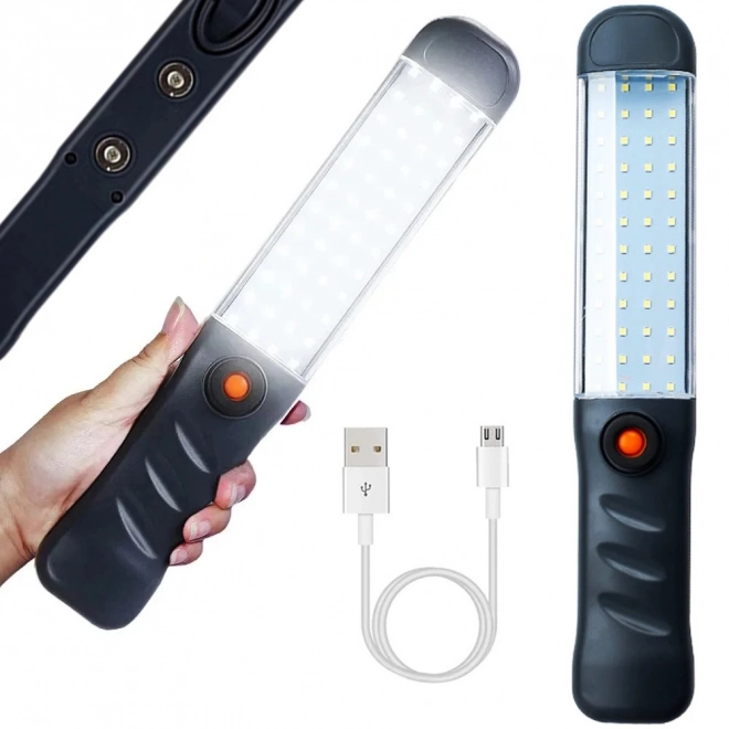 Nagy teljesítményű műhelylámpa 48 LED COB USB mágneses akkus