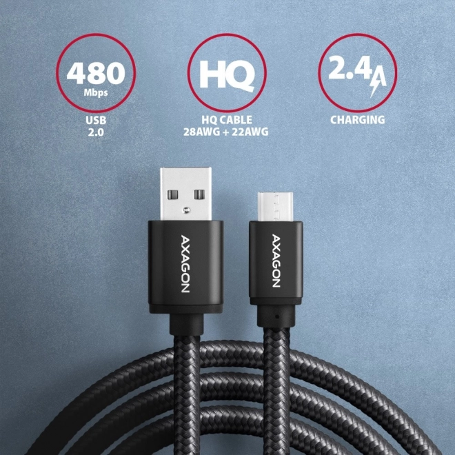 Prémium Micro USB adatkábel 2m fekete