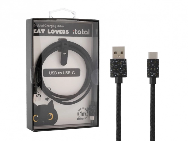 USB-C kábel fekete macskával